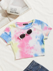 Ribbed Knitted Tie Dye Crop Top