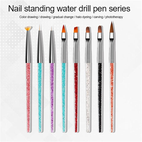 Vibrant Colourful Nail Brush 7pc Set - Precision and Style for Flawless Nail Art!