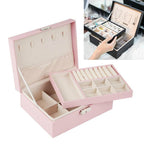 Portable Leather Jewelry Storage Box - Double Layer – Stylish & Functional
