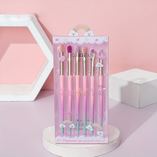 Mofeina Rainbow Makeup Brush Set – 6-Piece Pink Cosmetic Brushes Random