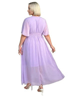 Elegant Sunny Belle Plus Size Chiffon V-Neck Dress – Flowy & Stylish