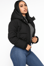 Cropped Puffer Jacket with Hood – Winter Street Style