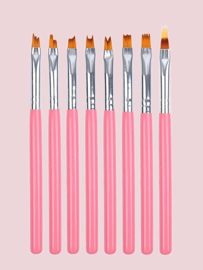 Pink Nail Art Brush Set - Precision 5-Piece Kit for Professional Nail Art