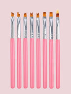 Pink Nail Art Brush Set - Precision 5-Piece Kit for Professional Nail Art