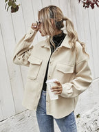 Women's Casual Button-front Long Sleeve Utility Jacket