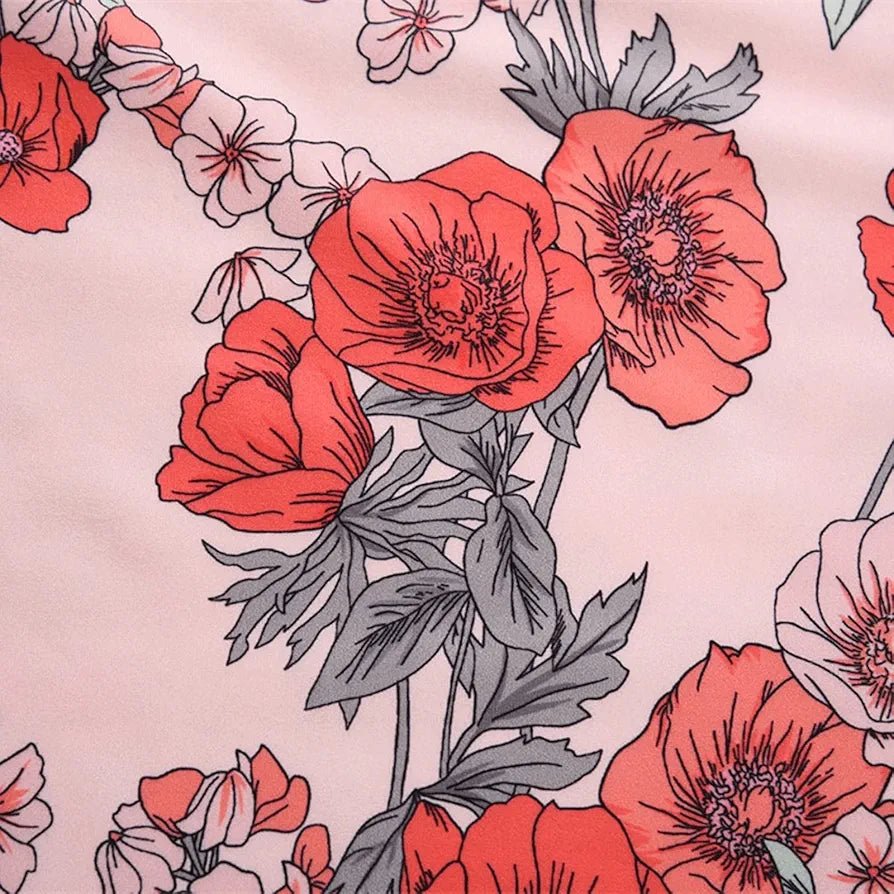 Floral Print  Drawstring Midi Dress