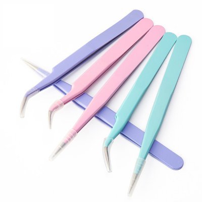 Precision Eyelash Extension Tweezers  2pc Set - Random Colour