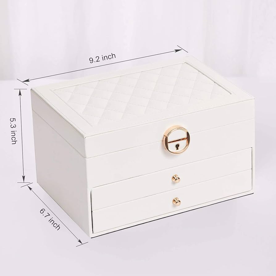 Large Pink Jewelry Organizer Box - Elegant Multi-Layer Storage