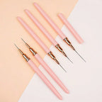 Precision Liner Nail Art Brush – 5pc Pink Handle Set