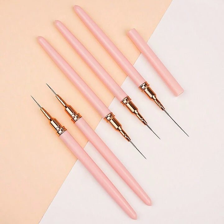 Precision Liner Nail Art Brush – 5pc Pink Handle Set