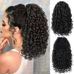 Short Synthetic Kinky Curly Drawstring With Two Clips Extension Ponytail