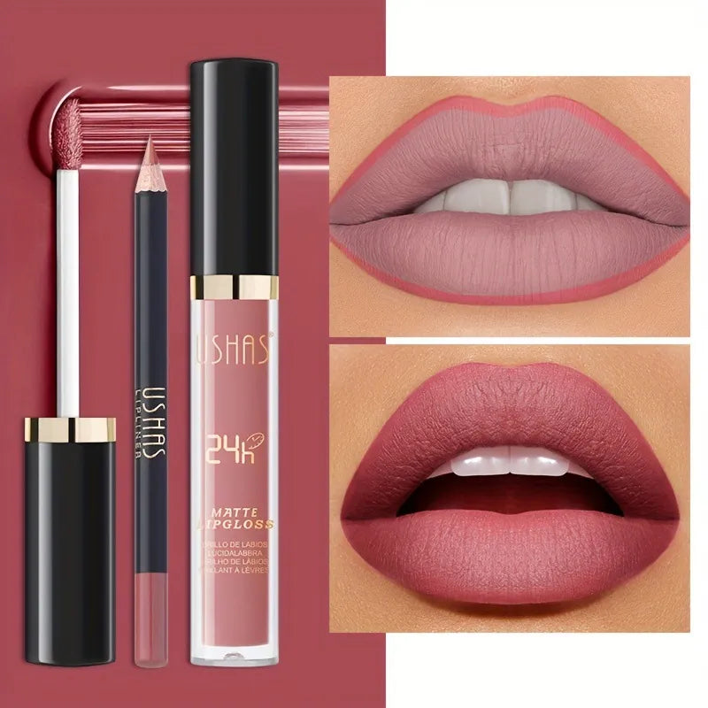 Ushas Matte Lip Stick and Lip Pencil Set