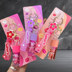Lip Gloss Keychain Portable Mini Lip Gloss with Stylish Key Holder