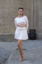Y2K Long Sleeve Crop Top & Mini Skirt Set - Retro Meets Trendy