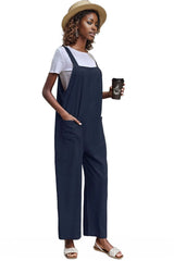 Dual Pocket Solid Overall Jumpsuit Without Tee