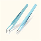 Precision Eyelash Extension Tweezers  2pc Set - Random Colour