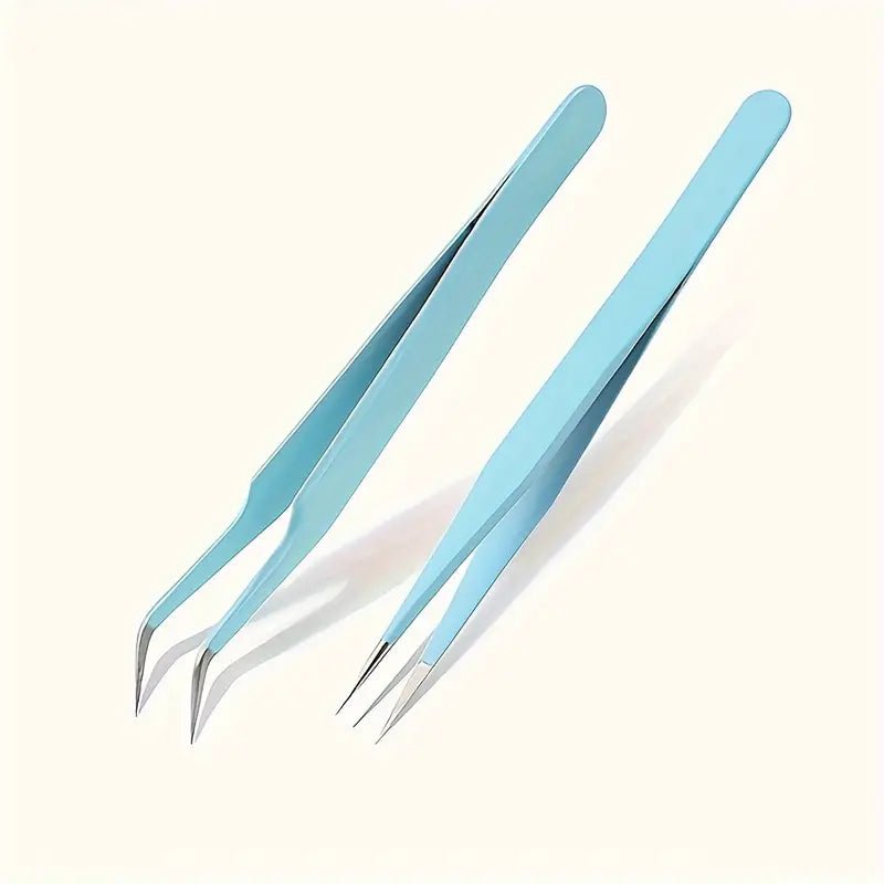 Precision Eyelash Extension Tweezers  2pc Set - Random Colour