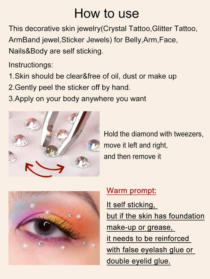 3D Face Jewels Stickers – Dazzling Designs for Every Occasion