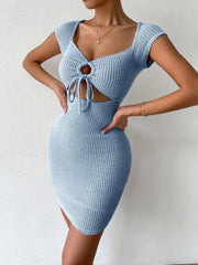 Cut Out Drawstring Front Bodycon Dress