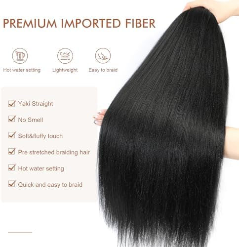 Braiding Hair Long Black Extensions 80”