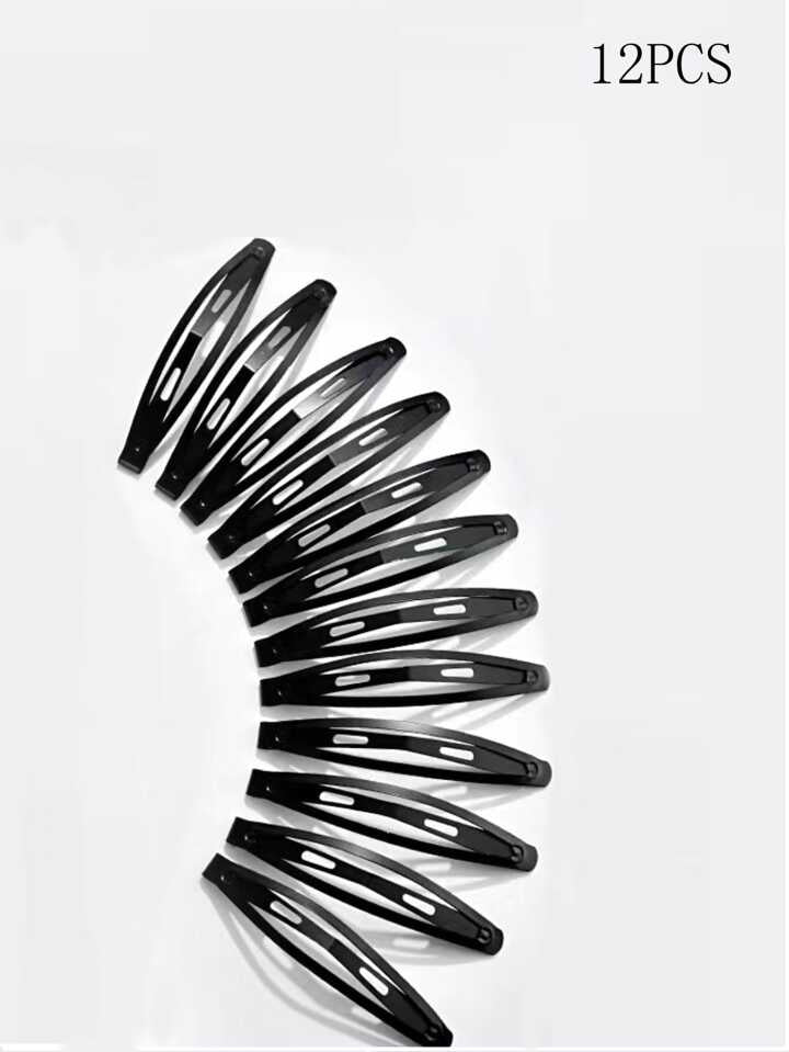 12-Piece Black Hair Clips Set 