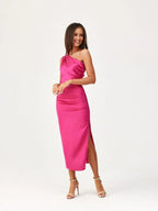 One Shoulder Sleeveless A-Line Evening Dress With Side Slit