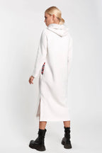 Women’s Minimal Hooded Midi Dress – Clean Line Side Split Relaxed Fit Outfit