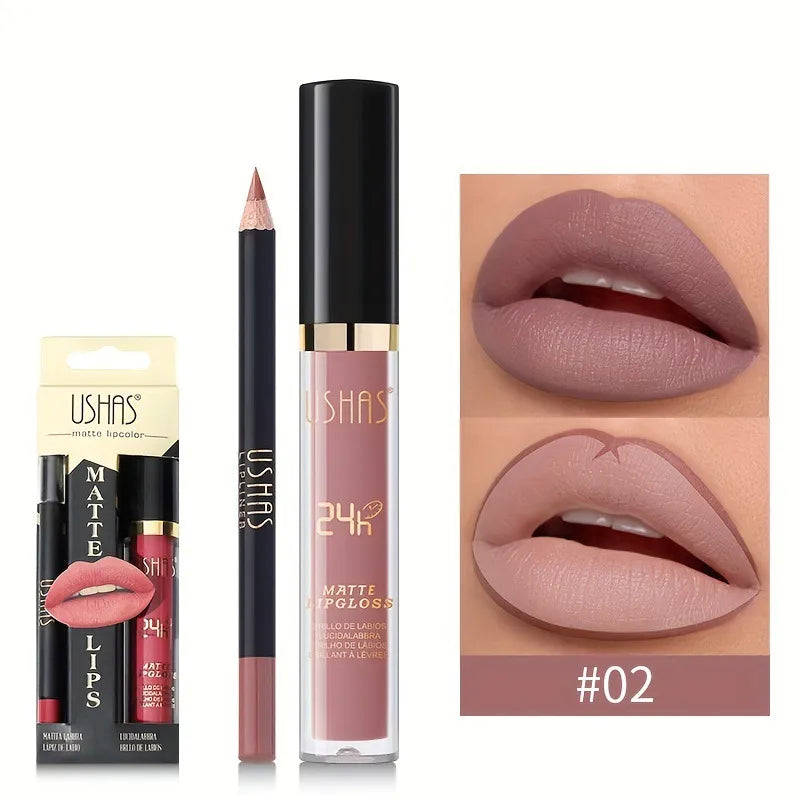 Ushas Matte Lip Stick and Lip Pencil Set