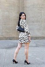Leopard Print Long Sleeve Ruched Mini Dress – Bold, Chic, & Stylish