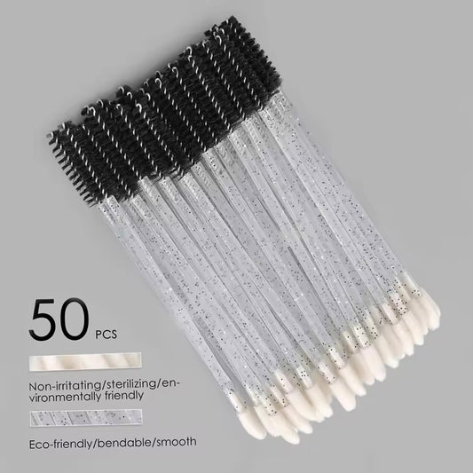 Dual-Ended Lash Spoolie & Eyelash Cleaning Bud – Glitter Handle Beauty Tools