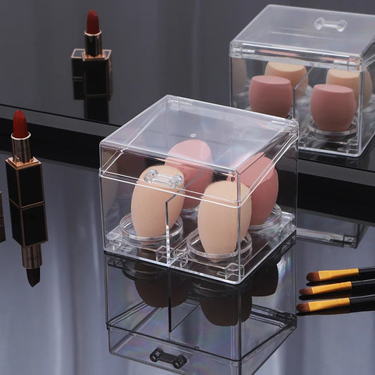 Acrylic Cotton Swab Holder - Clear & Portable Makeup Organizer