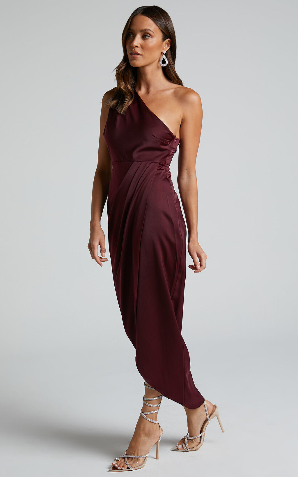 One Shoulder Dress Satin Bodycon Dress