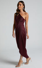 One Shoulder Dress Satin Bodycon Dress