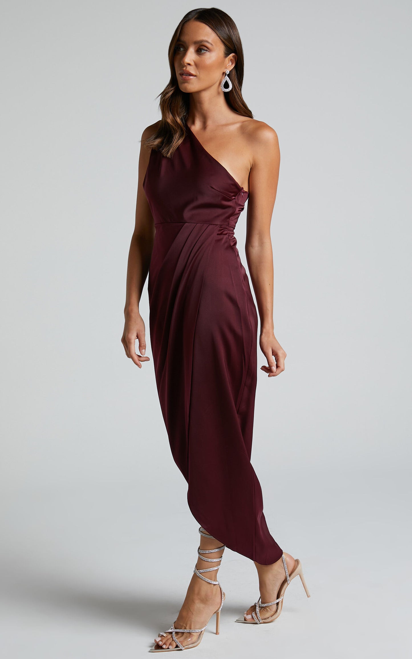 One Shoulder Dress Satin Bodycon Dress