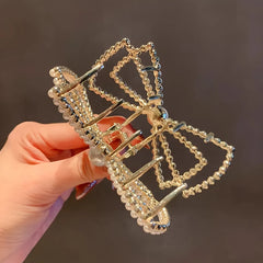 Bow Pearl Gold Hair Grip - Elegant & Stylish Hair Accessory