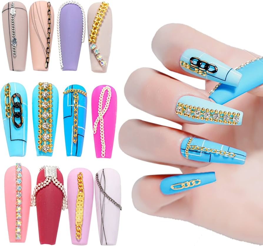 3D Colorful Nail Chain – Add Glamorous Metal Chains to Your Nail Designs