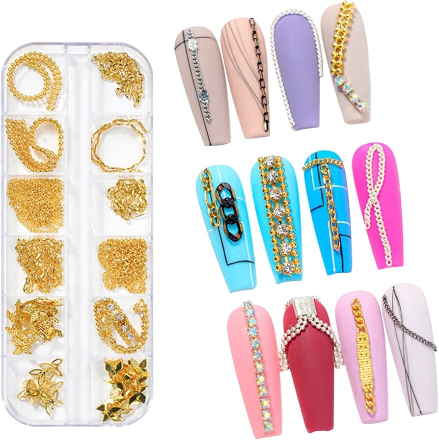 3D Colorful Nail Chain – Add Glamorous Metal Chains to Your Nail Designs