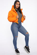 Cropped Puffer Jacket with Hood – Winter Street Style
