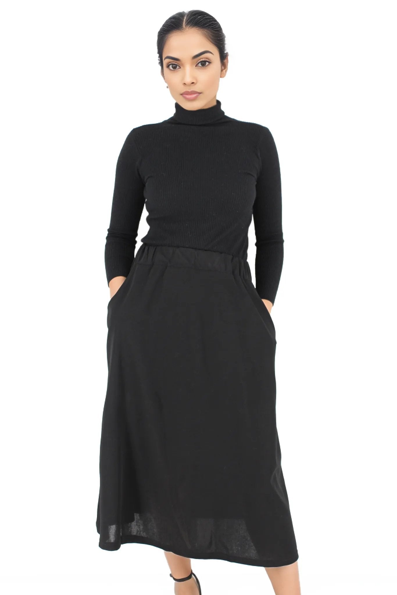 A-Line Midi Skirt With Pockets XD21