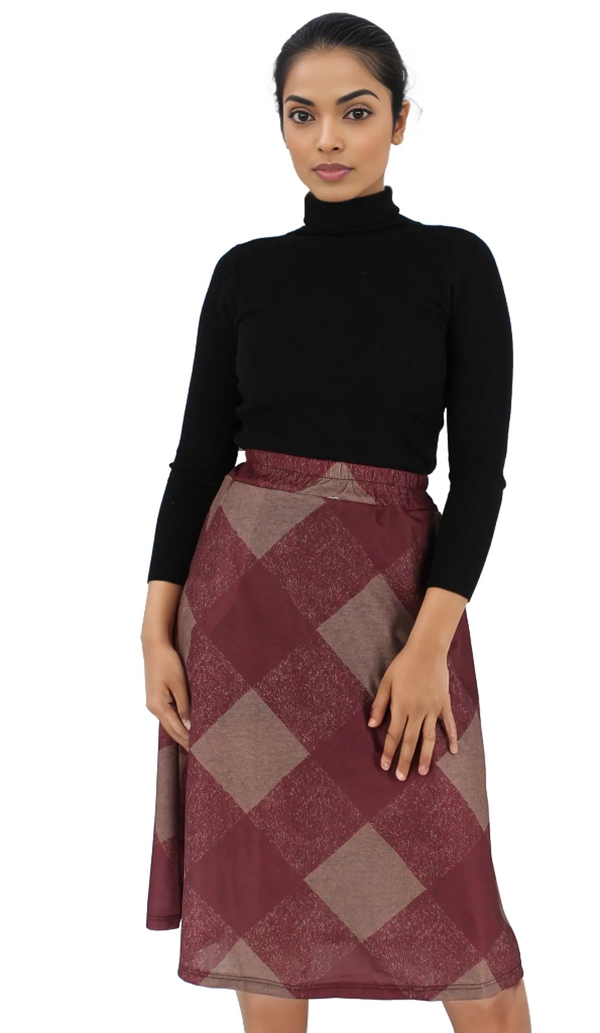 A-Line Printed Midi Skirt With Pockets XD21