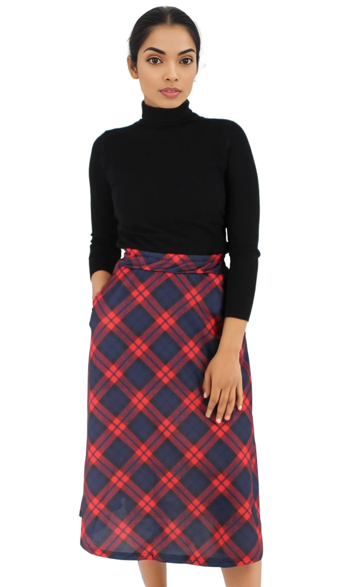 A-Line Printed Midi Skirt With Pockets XD21
