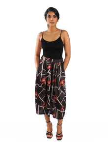 A-Line Printed Midi Skirt