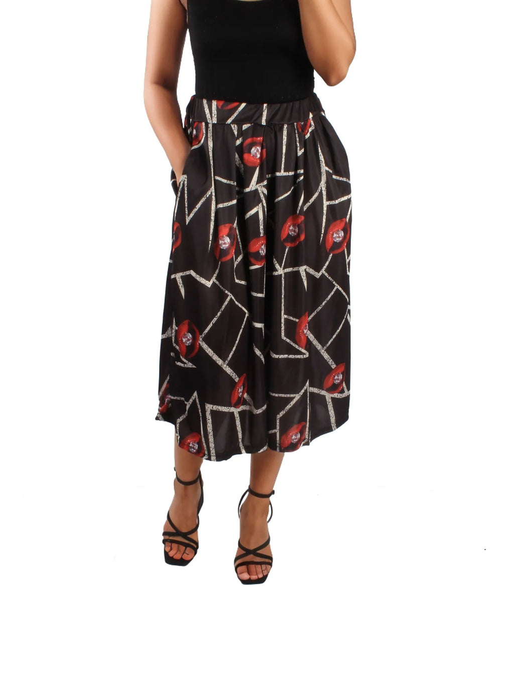 A-Line Printed Midi Skirt XD21