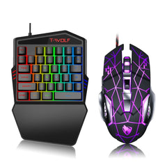 T-WOLF Gaming One-Handed Keyboard and Mouse Set - TF-900