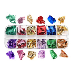 Metallic Foil Nail Art Decoration Set – 12 Colors for Stunning Nails