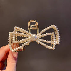 Bow Pearl Gold Hair Grip - Elegant & Stylish Hair Accessory