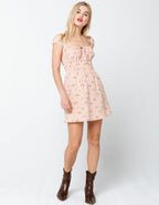 Smocked Waist Drawstring Mini Dress