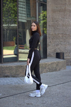 Stripe Two Piece Pants Crop Top Set