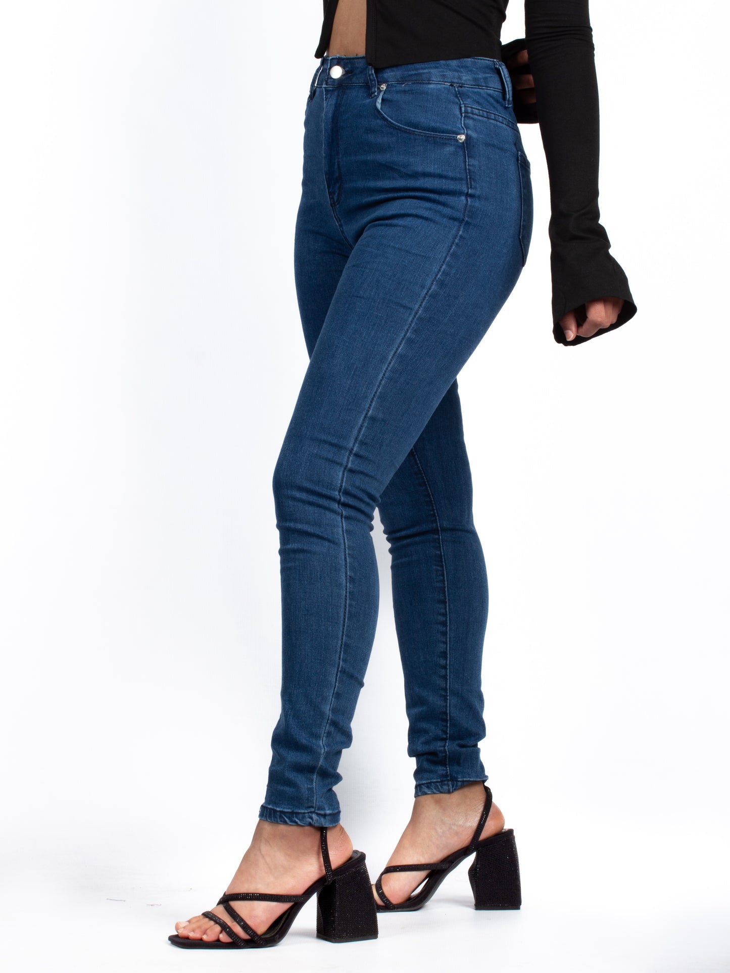 Button Dark Blue Skinny Jeans ST6