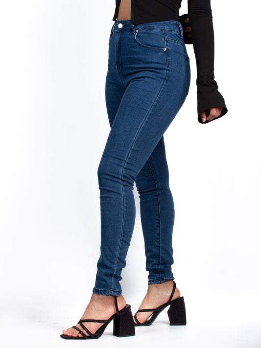 Button Dark Blue Skinny Jeans ST6
